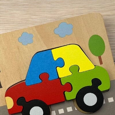 Puzzle en Bois - PuzzlePals™ - Voiture - Bébé féérique