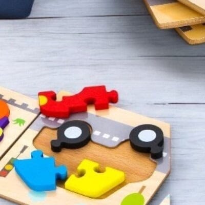 Puzzle en Bois - PuzzlePals™ - Voiture - Bébé féérique